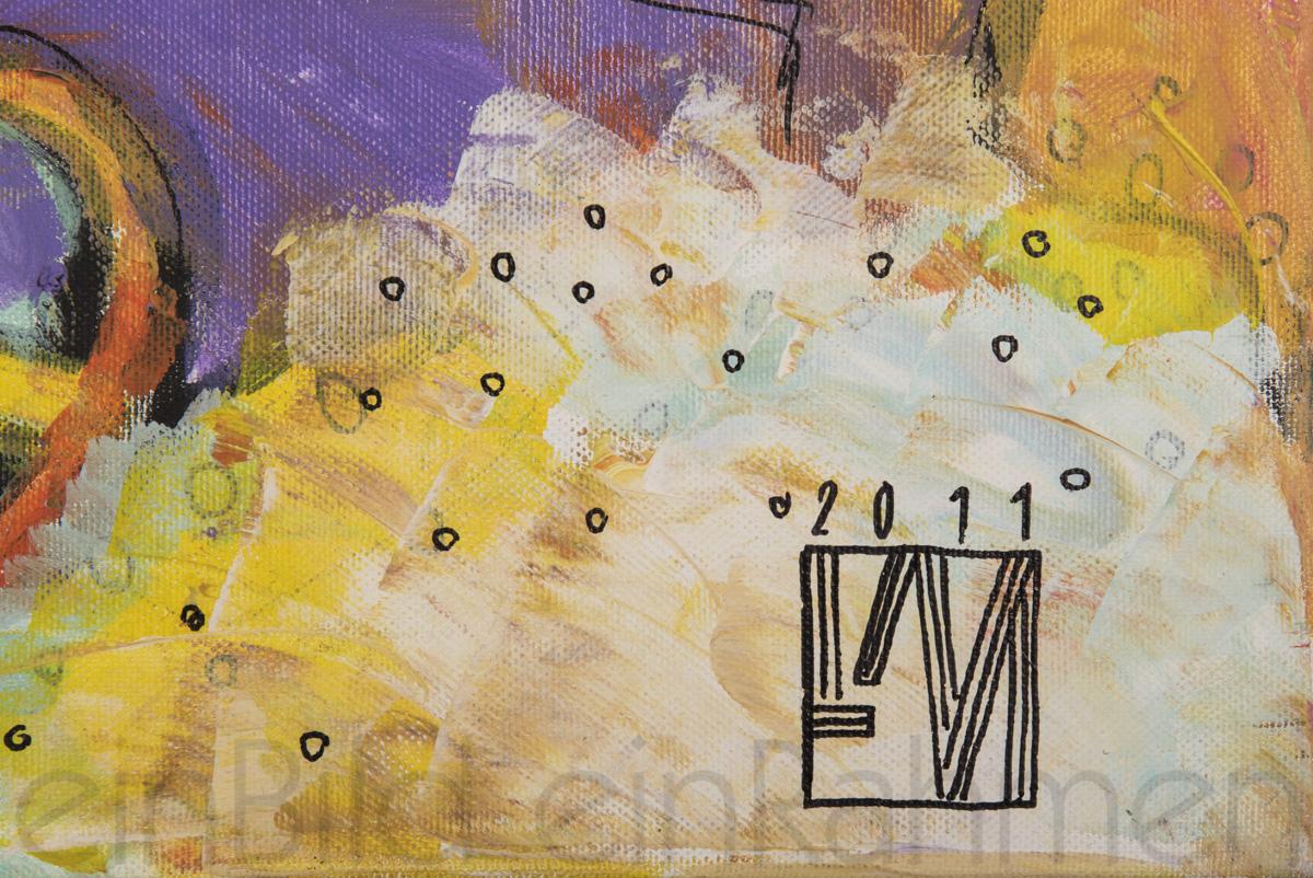 Eine abstrakte Momentaufnahme eines Bayrischemvolksfestes als Acryl auf Leinwand von der Künstlerin Lora Monz