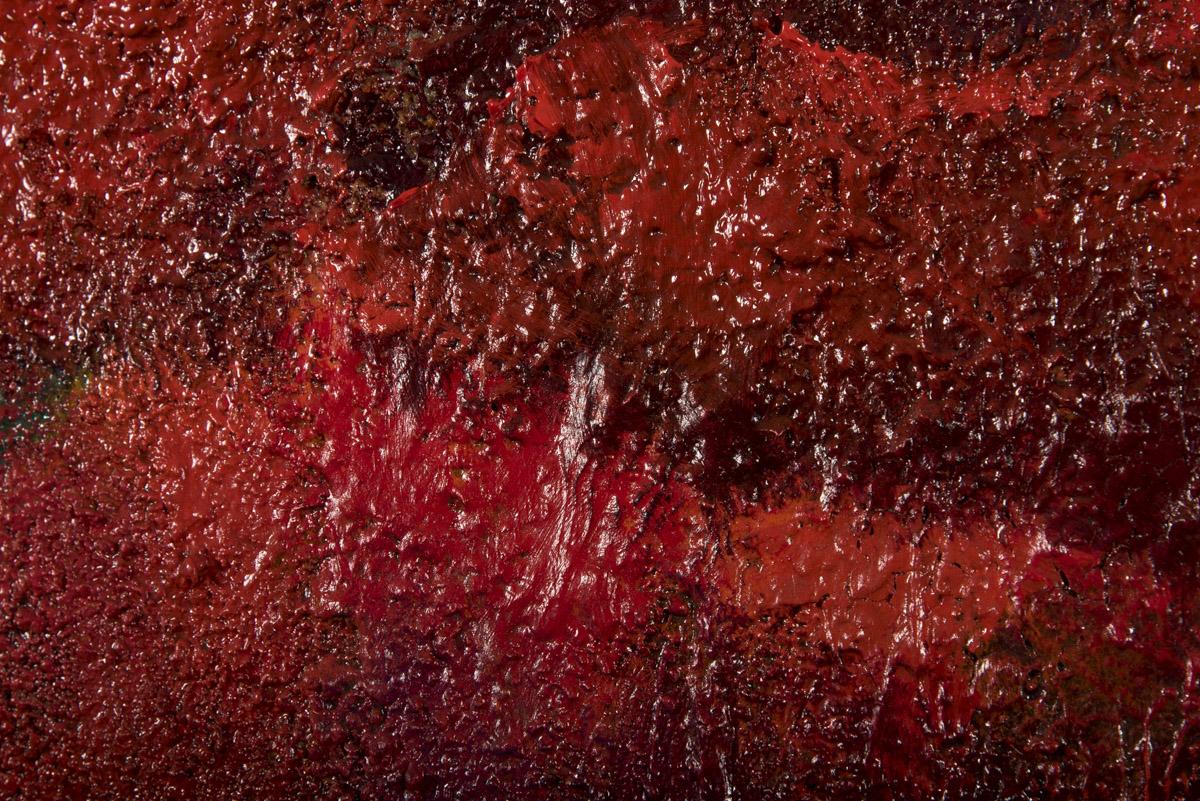 Ein Mohnblumenfeld in Ölfaben auf Leinwand von dem bekannten Künstler Günther Georg Burr in der Kunstgallerie einBild einRahmen